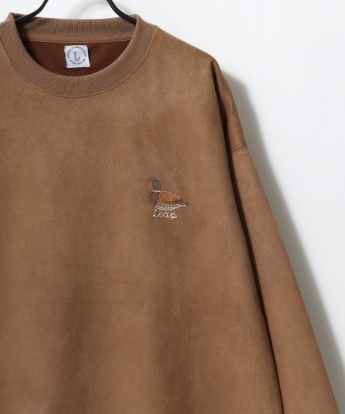 Lazar(ラザル)の「Animal Embroidery Faux Suede Sweat/オーバーサイズ フェイクスウェード アニマル ワンポイントステッチ刺繍 スウェット トレーナー/レディース メンズ(スウェット・レディース・ホワイト系その他/ブラウン/アイボリー/グレー系その他/ブルー/チャコールグレー・M/L)」の11枚目の写真