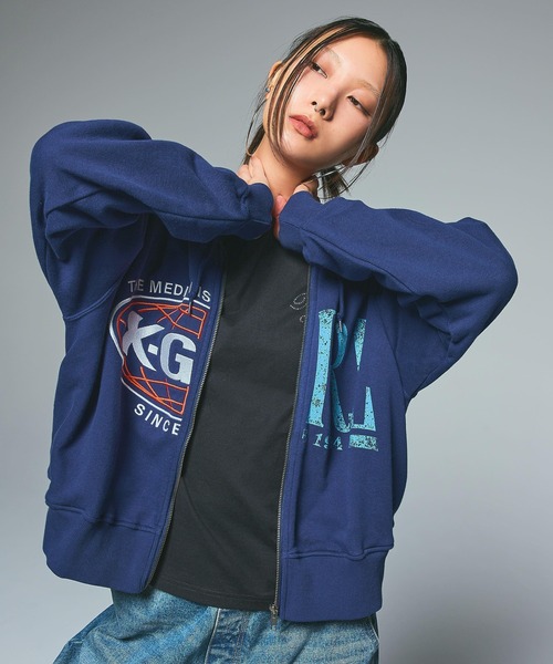 PANELED GRAPHIC ZIP UP SWEAT HOODIE（パーカー）｜X-girl（エックス
