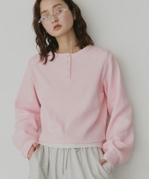 ヘンリーネック ショート丈 ワッフルプルオーバー