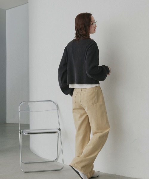ad thie(アドティエ)の「ヘンリーネック ショート丈 ワッフルプルオーバー(Tシャツ/カットソー・レディース・ブラック/ボルドー/チャコール/オフホワイト/ブラウン系/ピンク/ブラック系/イエロー・FREE)」の21枚目の写真
