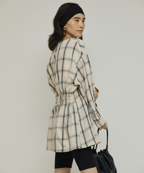Firsthand（ファーストハンド）の「Firsthand/ファーストハンド オンブレチェック タックシャツ / チュニック（シャツ/ブラウス・レディース・ブラック/オフホワイト・ﾌﾘ-）」の17枚目の写真