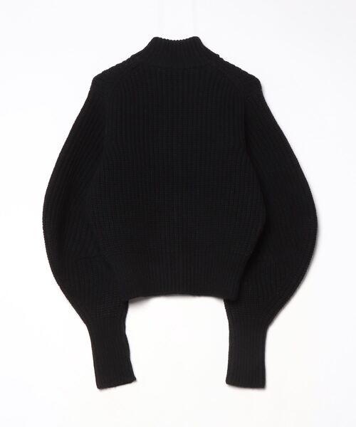 S contrast zip knit ブラック RIBED MASSIVE ROUNDED SLEEVE ZIP-UP KNIT JACKET（ニット/セーター