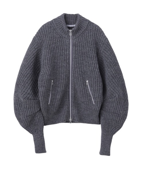 RIBED MASSIVE ROUNDED SLEEVE ZIP-UP KNIT JACKET（ニット/セーター