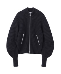 JOHN LAWRENCE SULLIVAN | RIBED MASSIVE ROUNDED SLEEVE ZIP-UP KNIT JACKET(ニット/セーター)