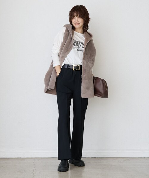 RIVE DROITE(リヴドロワ)の「【ヴィンテージライクな着こなしに】ヴィンテージロゴTee(Tシャツ/カットソー・レディース・オフホワイト/チャコールグレー/モカ・FREE)」の11枚目の写真