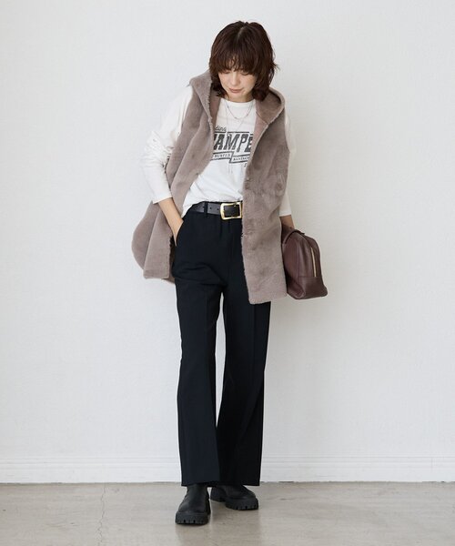 RIVE DROITE(リヴドロワ)の「【ヴィンテージライクな着こなしに】ヴィンテージロゴTee(Tシャツ/カットソー・レディース・オフホワイト/チャコールグレー/モカ・FREE)」の12枚目の写真