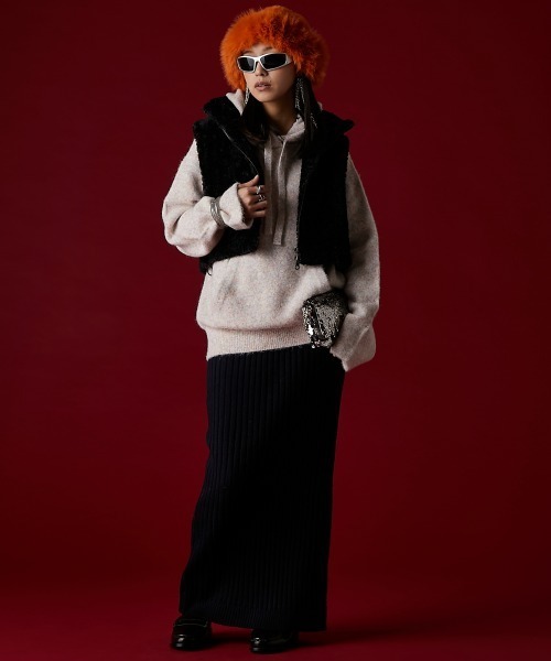 GEVS.(ジェイヴィス)の「ワイドリブマキシニットスカート<大きいサイズ有>GEVS.(スカート・レディース・ネイビー/ブラック・5L/4L/3L/LL/L/M)」の4枚目の写真