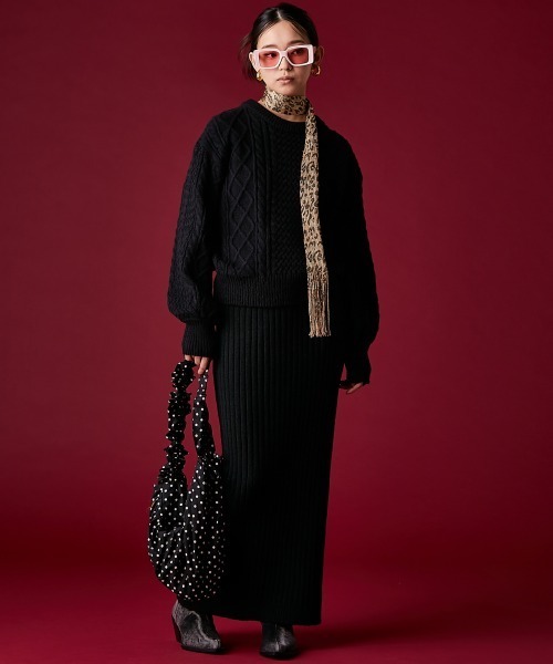 GEVS.(ジェイヴィス)の「ワイドリブマキシニットスカート<大きいサイズ有>GEVS.(スカート・レディース・ネイビー/ブラック・5L/4L/3L/LL/L/M)」の18枚目の写真