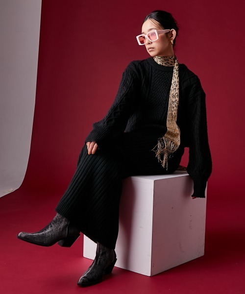 GEVS.(ジェイヴィス)の「ワイドリブマキシニットスカート<大きいサイズ有>GEVS.(スカート・レディース・ネイビー/ブラック・5L/4L/3L/LL/L/M)」の21枚目の写真