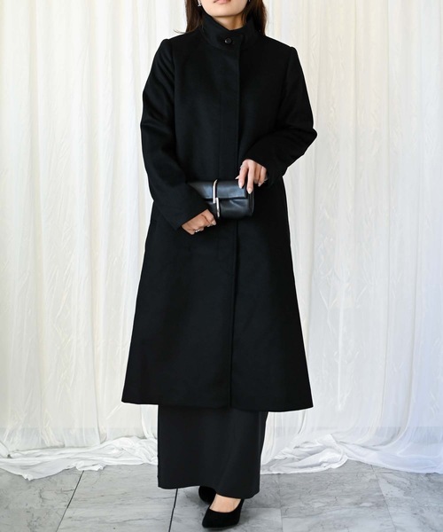 カシミアウールコート（108㎝丈）（冠婚葬祭/ビジネス/ブラックフォーマル）