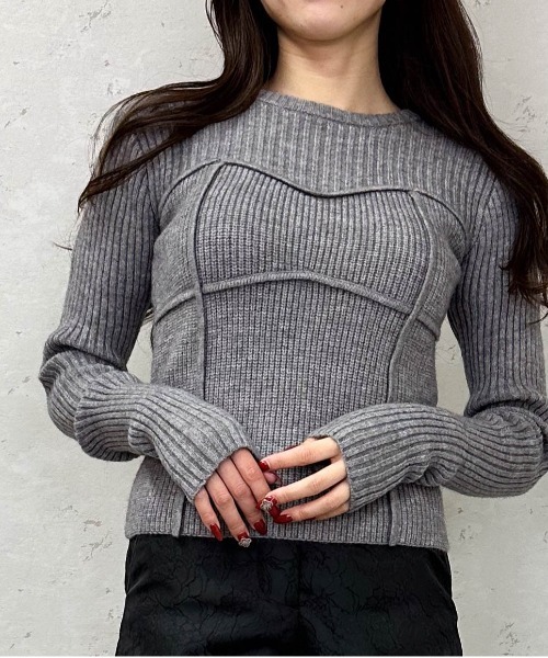 Per sist ence(パーシエンス)の「アルパカタッチ7Gビスチェデザインプルオーバー(ニット/セーター・レディース・グレー/ブラック/アイボリー/レッド/モカ・ONE SIZE)」の9枚目の写真