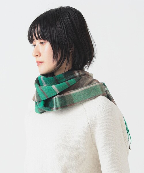 TWEED MILL（ツイードミル）の「TWEED MILL / チェック ウール ストール（マフラー・レディース・ブルー/グレー/グリーン/ブラック・ONE SIZE）」の19枚目の写真