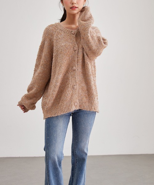 Lace Ladies(レースレディース)の「ハート ボタン ネップ ニット カーディガン(カーディガン/ボレロ・レディース・アイボリー/グレー/ブラウン/ベージュ・FREE)」の9枚目の写真