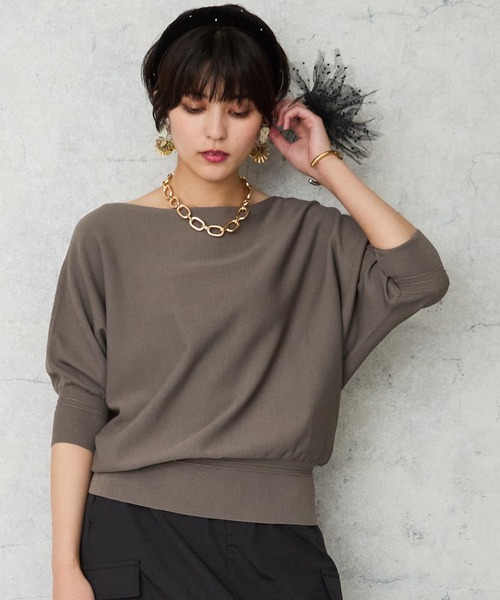 JETSET SOLO PLUS （ジェットセットソロプラス）の「【JETSET SOLO PLUS】タックリブデザイン ドルマンスリーブ ニット（ニット/セーター・レディース・ブルー/ネイビー/ブルーグレー/ボルドー・FREE）」の9枚目の写真