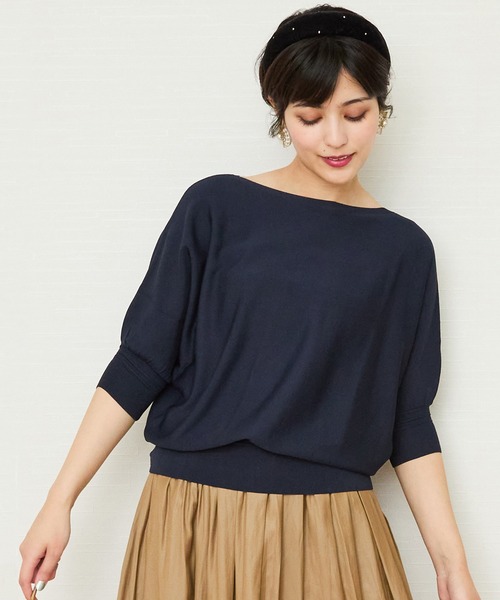 JETSET SOLO PLUS （ジェットセットソロプラス）の「【JETSET SOLO PLUS】タックリブデザイン ドルマンスリーブ ニット（ニット/セーター・レディース・ブルー/ネイビー/ブルーグレー/ボルドー・FREE）」の15枚目の写真