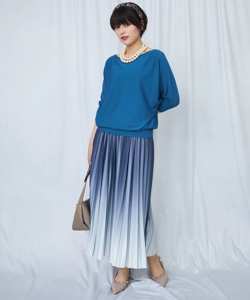 JETSET SOLO PLUS （ジェットセットソロプラス）の「【JETSET SOLO PLUS】タックリブデザイン ドルマンスリーブ ニット（ニット/セーター・レディース・ブルー/ネイビー/ブルーグレー/ボルドー・FREE）」の19枚目の写真