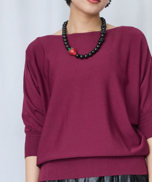 JETSET SOLO PLUS （ジェットセットソロプラス）の「【JETSET SOLO PLUS】タックリブデザイン ドルマンスリーブ ニット（ニット/セーター・レディース・ブルー/ネイビー/ブルーグレー/ボルドー・FREE）」の20枚目の写真