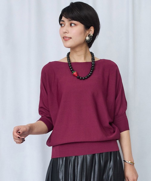 JETSET SOLO PLUS （ジェットセットソロプラス）の「【JETSET SOLO PLUS】タックリブデザイン ドルマンスリーブ ニット（ニット/セーター・レディース・ブルー/ネイビー/ブルーグレー/ボルドー・FREE）」の22枚目の写真