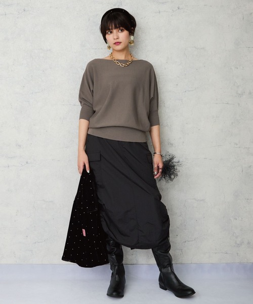 JETSET SOLO PLUS （ジェットセットソロプラス）の「【JETSET SOLO PLUS】タックリブデザイン ドルマンスリーブ ニット（ニット/セーター・レディース・ブルー/ネイビー/ブルーグレー/ボルドー・FREE）」の5枚目の写真