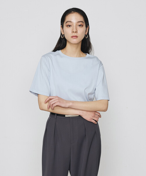 COMME CA（コムサ）の「アルビ二スタスムース Tシャツ（Tシャツ/カットソー・レディース・ホワイト/サックスブルー・9号）」の2枚目の写真