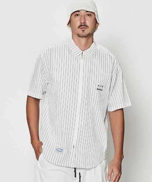 ACANTHUS(アカンサス)の「mhs2437- Dot Air(R) Zip Up S-S Shirt ZIP半袖シャツ(MA2604)(シャツ/ブラウス・メンズ・ホワイト系その他/ブラック/ネイビー系・S/M/L/XL)」の10枚目の写真