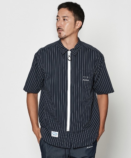 ACANTHUS(アカンサス)の「mhs2437- Dot Air(R) Zip Up S-S Shirt ZIP半袖シャツ(MA2604)(シャツ/ブラウス・メンズ・ホワイト系その他/ブラック/ネイビー系・S/M/L/XL)」の20枚目の写真