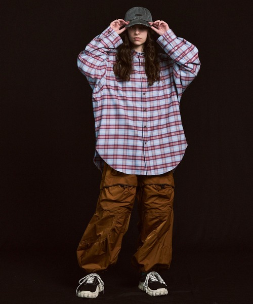 UNISEX》Gather Curved Switching Wide Pants/ギャザーカーブ