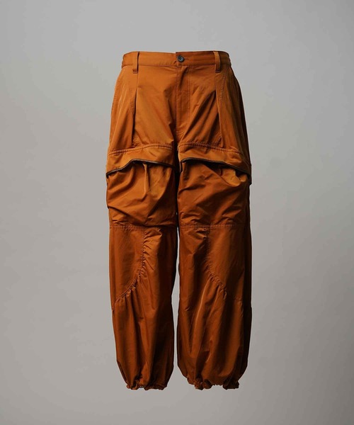 UNISEX》Gather Curved Switching Wide Pants/ギャザーカーブ