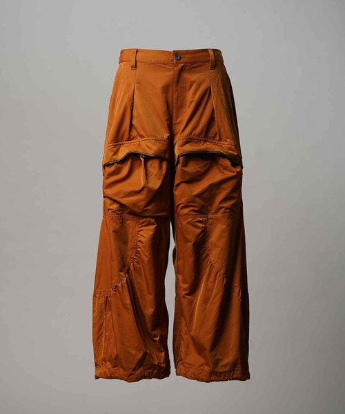 UNISEX》Gather Curved Switching Wide Pants/ギャザーカーブ