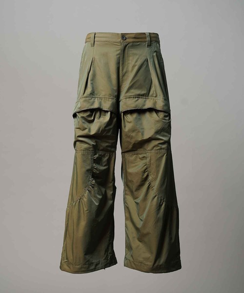 UNISEX》Gather Curved Switching Wide Pants/ギャザーカーブ