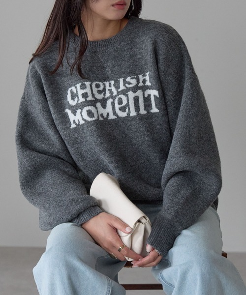 Fizz(フィズ)の「モヘアタッチ ロゴジャガードニット(Tシャツ/カットソー・レディース・ネイビー/モカ/チャコール/ライトグレー・M)」の3枚目の写真
