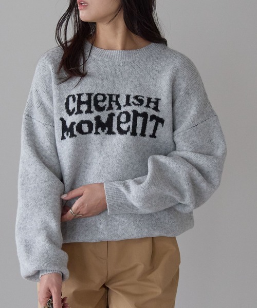Fizz(フィズ)の「モヘアタッチ ロゴジャガードニット(Tシャツ/カットソー・レディース・ネイビー/モカ/チャコール/ライトグレー・M)」の2枚目の写真