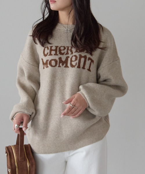Fizz(フィズ)の「モヘアタッチ ロゴジャガードニット(Tシャツ/カットソー・レディース・ネイビー/モカ/チャコール/ライトグレー・M)」の4枚目の写真