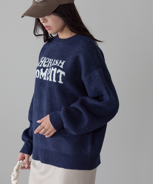 Fizz(フィズ)の「モヘアタッチ ロゴジャガードニット(Tシャツ/カットソー・レディース・ネイビー/モカ/チャコール/ライトグレー・M)」の14枚目の写真