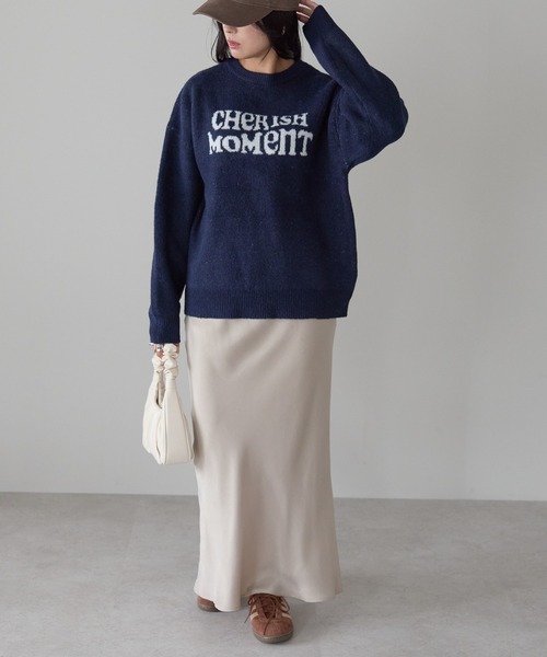 Fizz(フィズ)の「モヘアタッチ ロゴジャガードニット(Tシャツ/カットソー・レディース・ネイビー/モカ/チャコール/ライトグレー・M)」の12枚目の写真