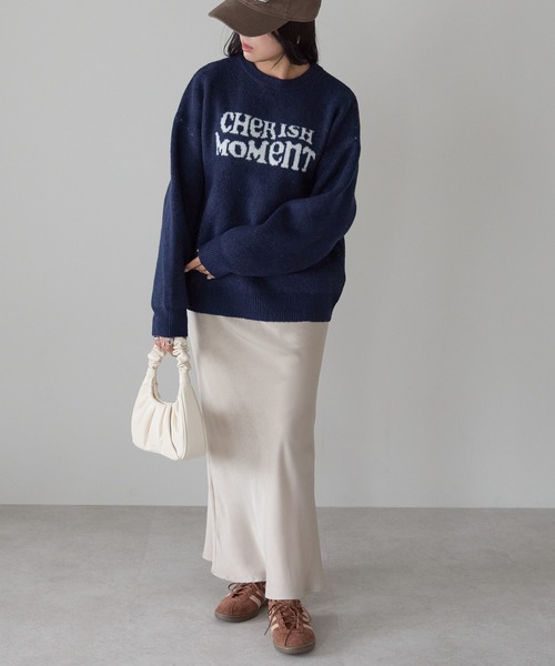 Fizz(フィズ)の「モヘアタッチ ロゴジャガードニット(Tシャツ/カットソー・レディース・ネイビー/モカ/チャコール/ライトグレー・M)」の11枚目の写真