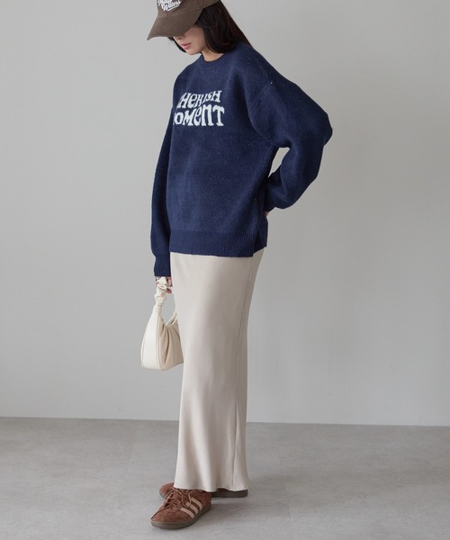 Fizz(フィズ)の「モヘアタッチ ロゴジャガードニット(Tシャツ/カットソー・レディース・ネイビー/モカ/チャコール/ライトグレー・M)」の10枚目の写真