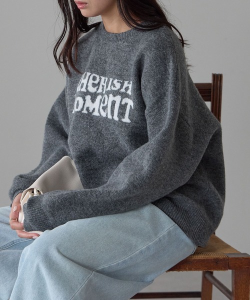 Fizz(フィズ)の「モヘアタッチ ロゴジャガードニット(Tシャツ/カットソー・レディース・ネイビー/モカ/チャコール/ライトグレー・M)」の8枚目の写真