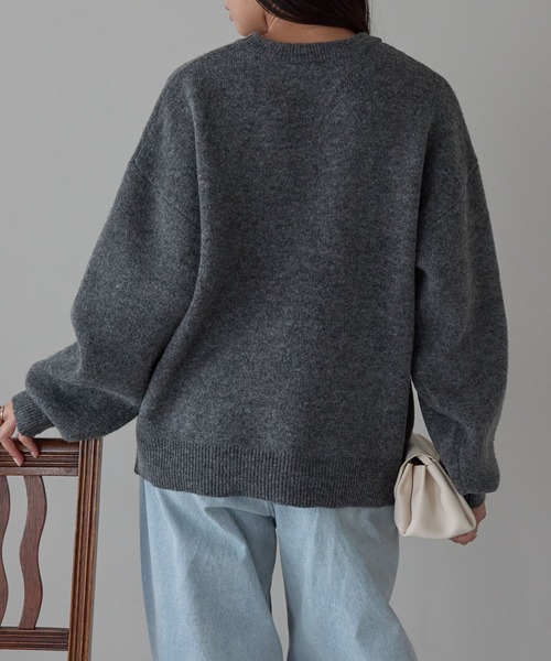 Fizz(フィズ)の「モヘアタッチ ロゴジャガードニット(Tシャツ/カットソー・レディース・ネイビー/モカ/チャコール/ライトグレー・M)」の7枚目の写真