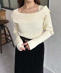 Thevon | オフショル風スクエアリブニット(ニット/セーター)