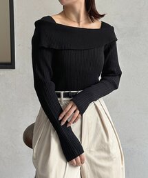 Thevon | オフショル風スクエアリブニット(ニット/セーター)
