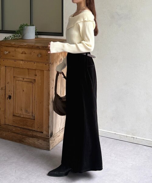 Thevon（ゼボン）の「オフショル風スクエアリブニット（ニット/セーター・レディース・グレー/アイボリー/ブラック・FREE）」の10枚目の写真