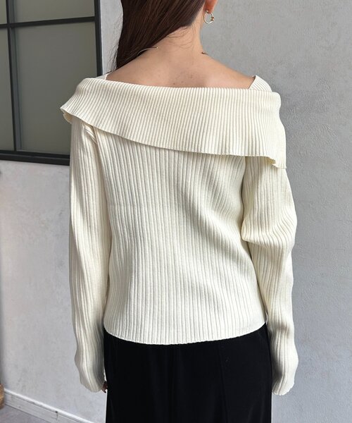 Thevon（ゼボン）の「オフショル風スクエアリブニット（ニット/セーター・レディース・グレー/アイボリー/ブラック・FREE）」の15枚目の写真