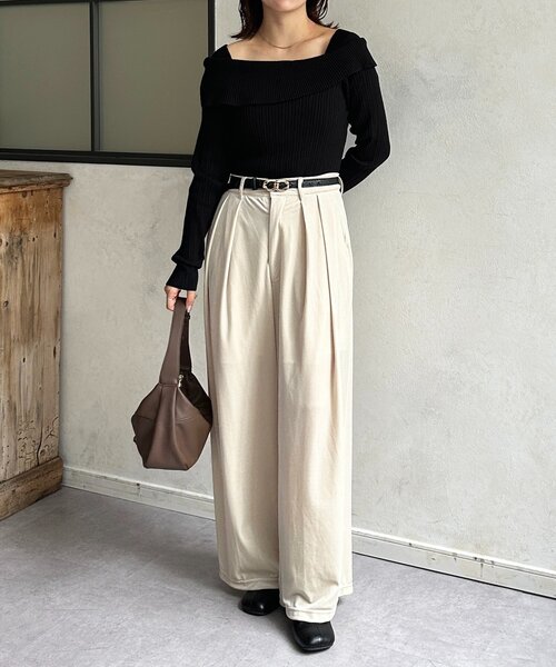 Thevon（ゼボン）の「オフショル風スクエアリブニット（ニット/セーター・レディース・グレー/アイボリー/ブラック・FREE）」の21枚目の写真