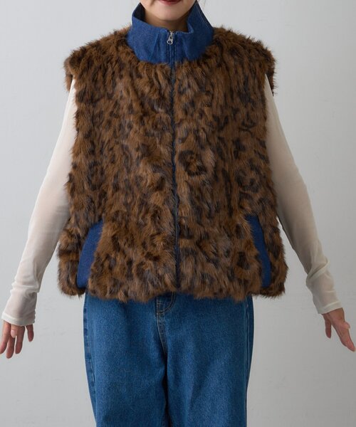 SOUNDSGOOOOD（サウンズグッド）の「【SOUNDS GOOOOD】デニム切替ファーベスト（ベスト・メンズ・ブラック/ブラウン・ONE SIZE）」の20枚目の写真