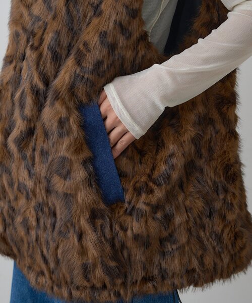 SOUNDSGOOOOD（サウンズグッド）の「【SOUNDS GOOOOD】デニム切替ファーベスト（ベスト・メンズ・ブラック/ブラウン・ONE SIZE）」の22枚目の写真