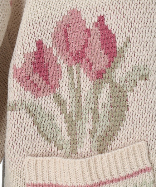 F i.n.t(フィント)の「チューリップポット柄ニットカーディガン(カーディガン/ボレロ・レディース・イエロー/ピンク・FREE)」の16枚目の写真