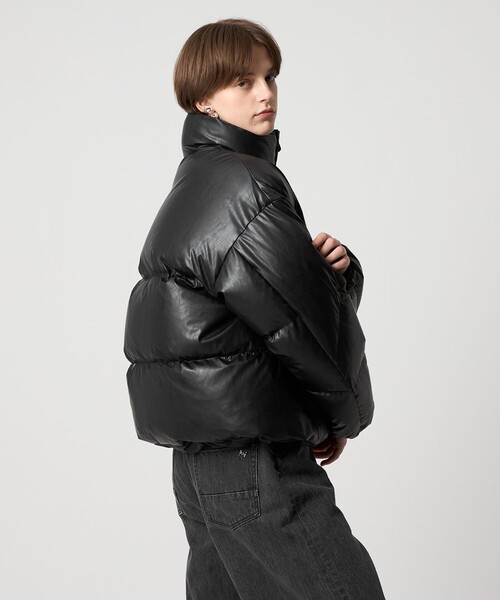 ASTRAET＞レザーライク リバーシブル ダウンジャケット（ダウン