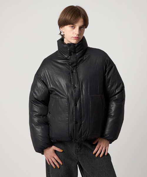 aya　ダウン　ブラック 23AW＊Wings掲載＊【L】【ウォッシャブル】リバーシブルショートダウン