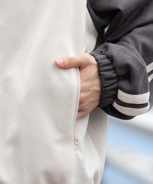 WEGO（ウィゴー）の「WEGO/フェイクスウェードトラックジャケット（ブルゾン・メンズ・グレー/ネイビー・LARGE/MEDIUM）」の3枚目の写真